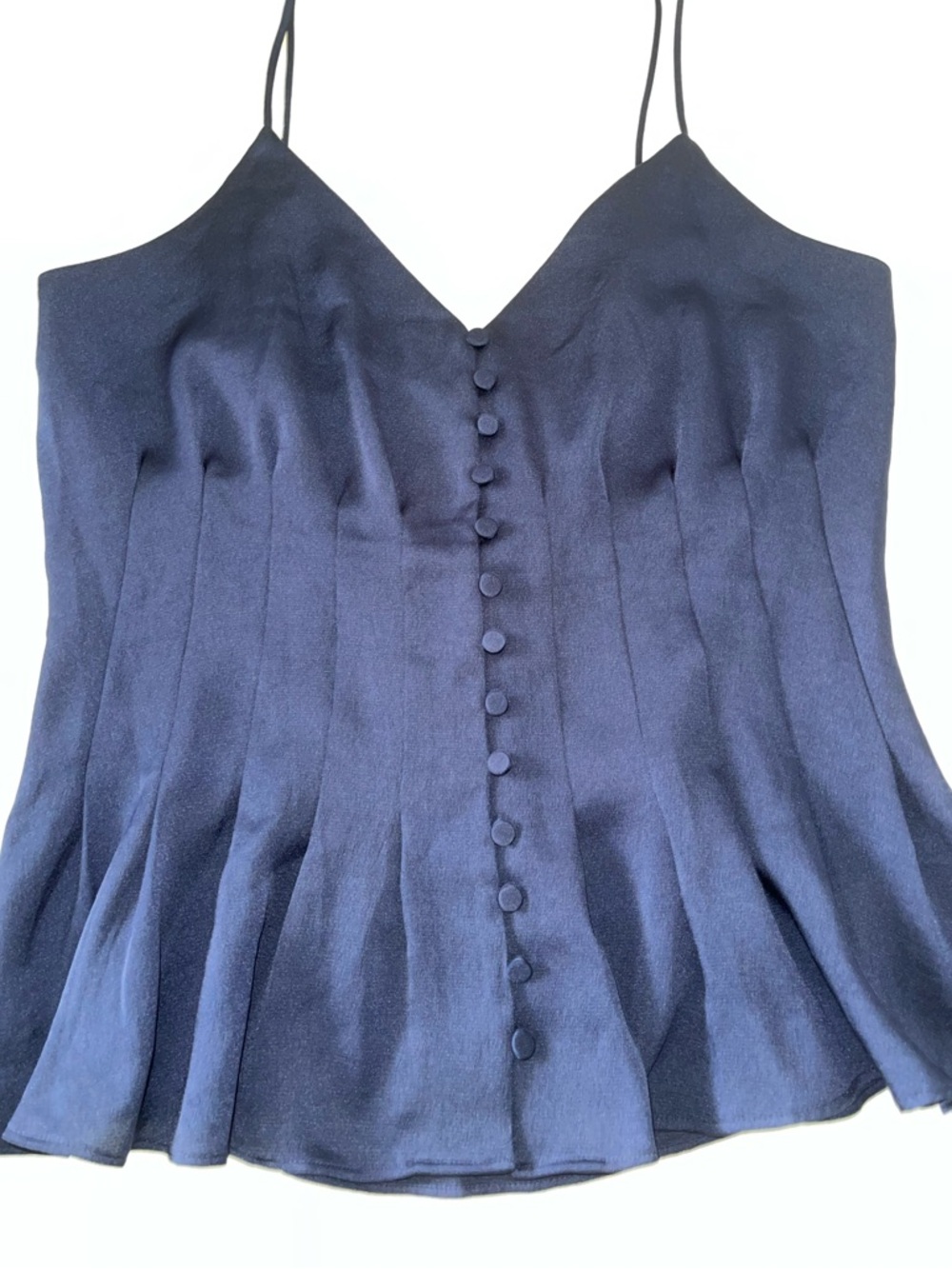 Express Deep Blue Satin Button-Front Spaghetti Strap Cami - SMALL - NWOT